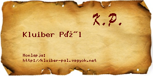 Kluiber Pál névjegykártya